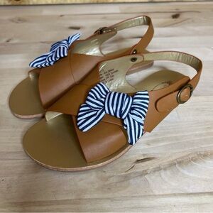 Joyfolie Aria Sandal with Nautical Stripe Bow Faux Leather NWT Y3